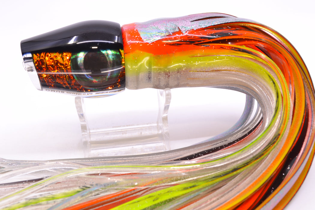 Moyes Lures Orange Dichro Black Back Taxi Eyes Medium Sumo 12" 6.8oz Skirted