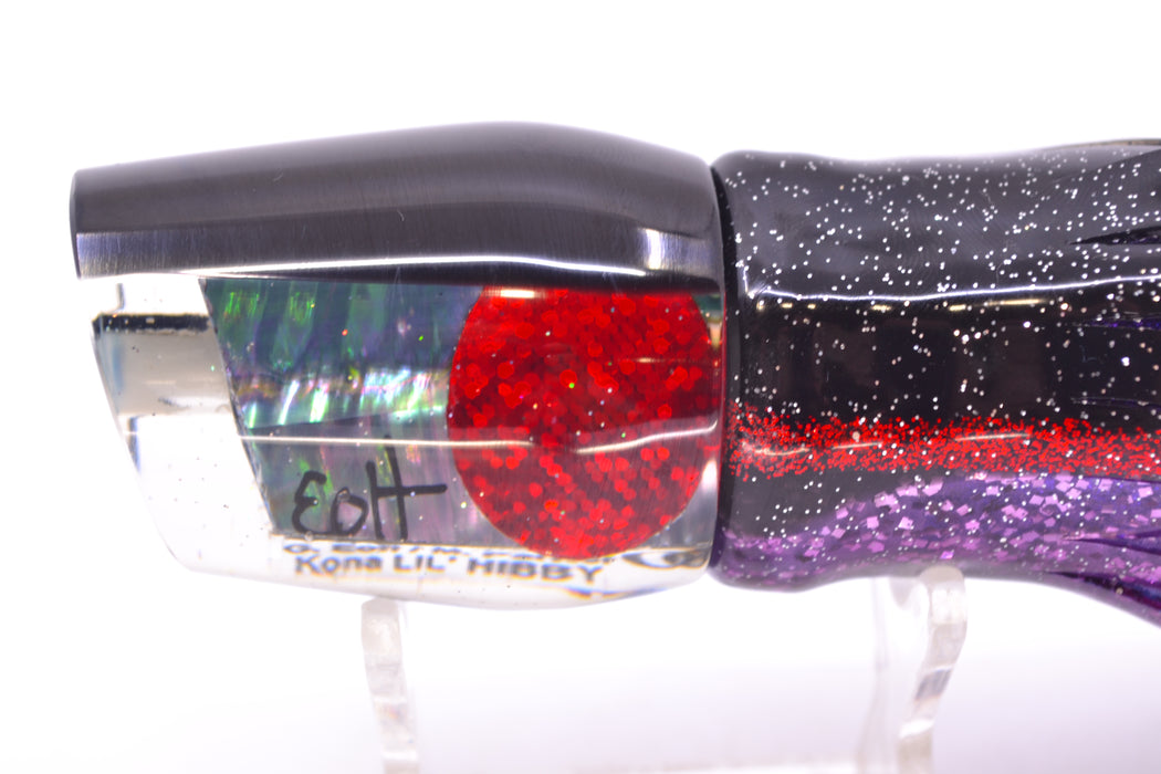 Marlin Magic Lures Blue-Purple Abalone Black Back Red Eyes Baby Ruckus 10" 6.5oz Skirted