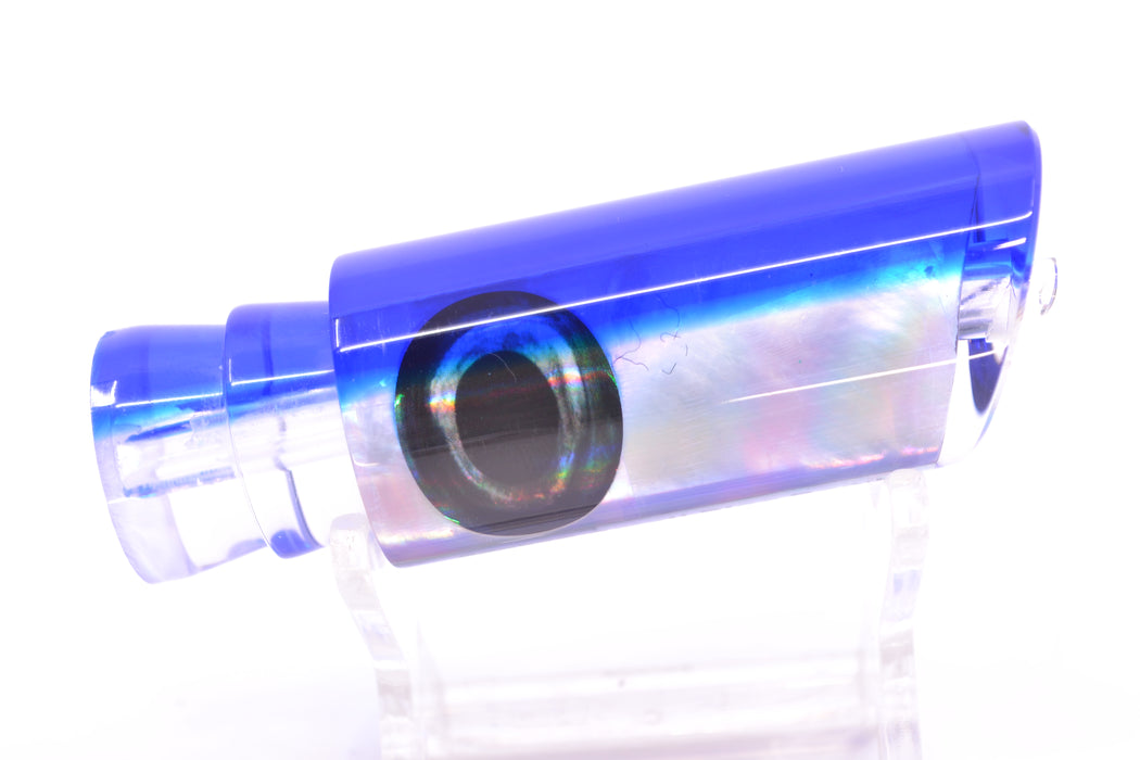 Moyes Lures White MOP Blue Back Taxi Eyes Small Pipe Bomb 9" 2oz