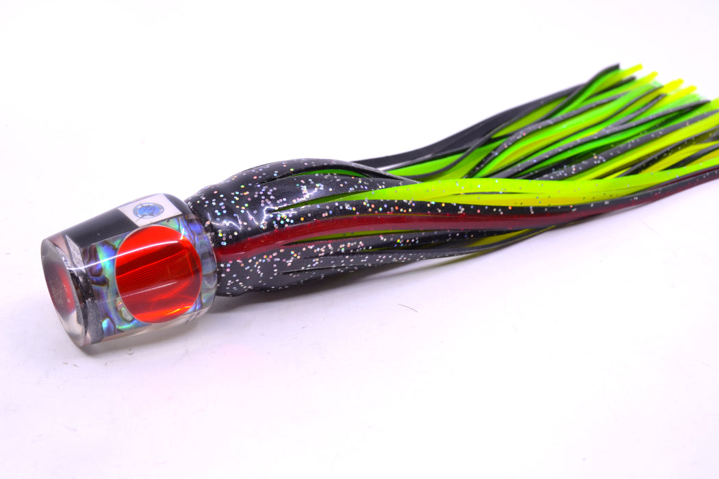 Azores Lures Paua Shell Red Eyes Tuna Feast 9" 3oz Skirted Black/Green-Chartreuse