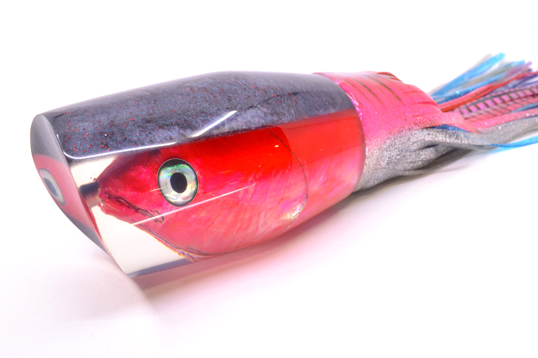 Ali'i Kai Lures Red-Pink Shell Charcoal Back Fish Head Torta Teaser 34oz Skirted