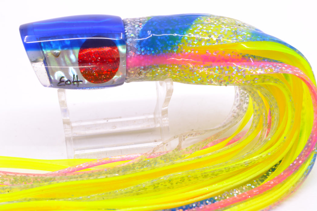 Marlin Magic White Awabi Blue Back Red Eyes Small Ruckus 9" 5oz Skirted Blue Bars/Chart