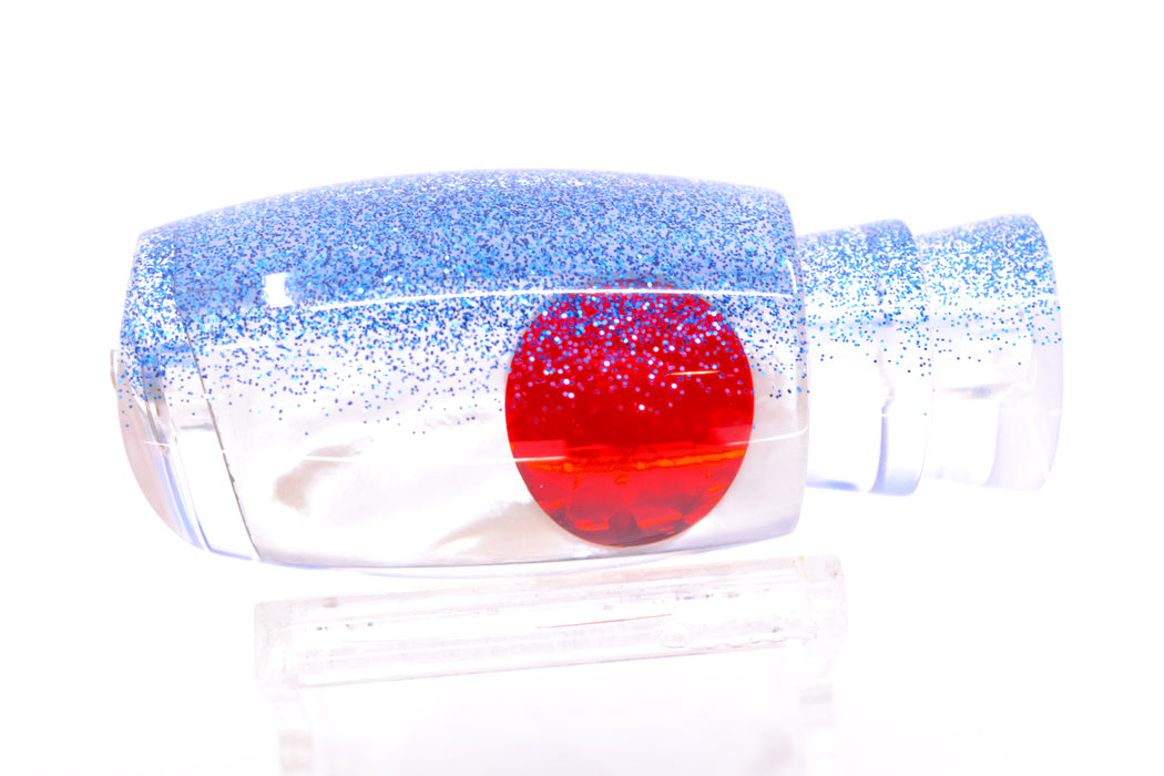 Moyes Lures White MOP Blue Glitter Back Red Eyes Small Argus 9" 2oz GZE
