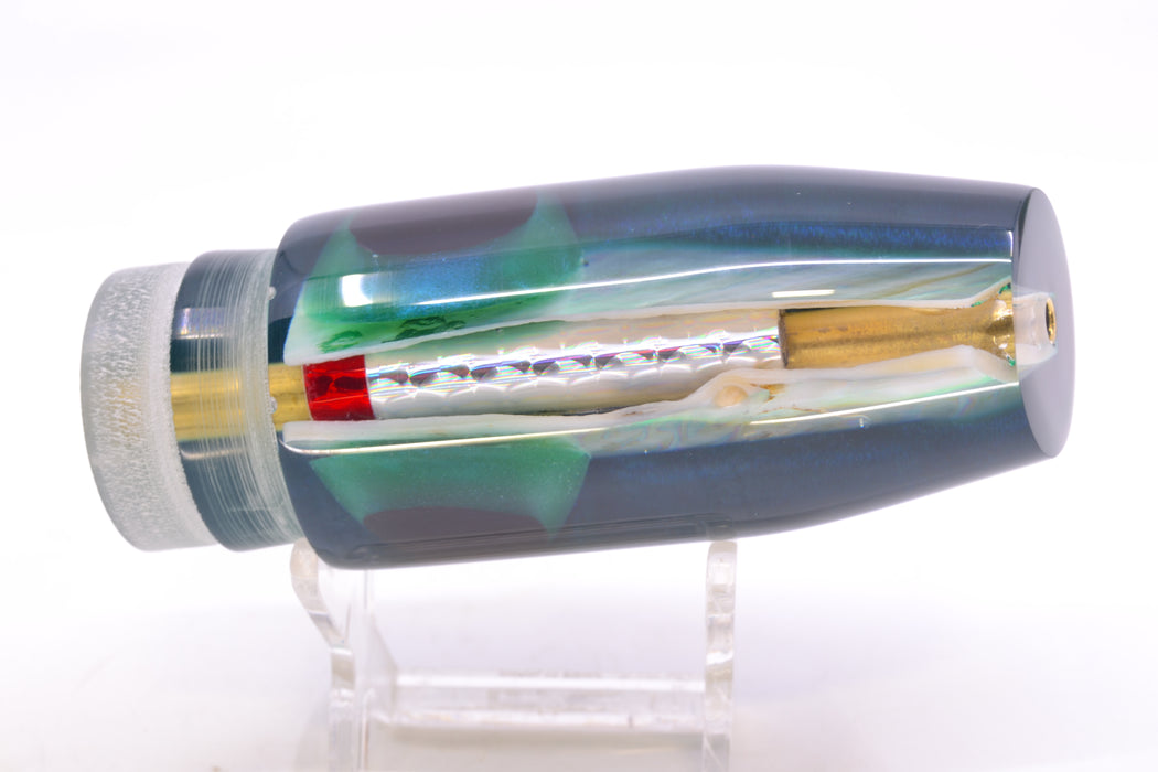 Crampton Baits Real White Ripple MOP Black-Green Back Black-Green Eyes Plunger 12" 6oz