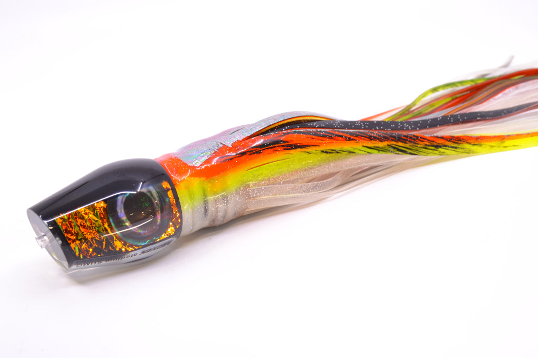 Moyes Lures Orange Dichro Black Back Taxi Eyes Medium Sumo 12" 6.8oz Skirted
