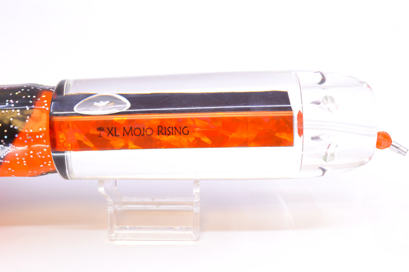 Palmetto Lures Black Rainbow Flake XL Mojo Rising 14" 26oz Skirted Black-Orange & Black Bars
