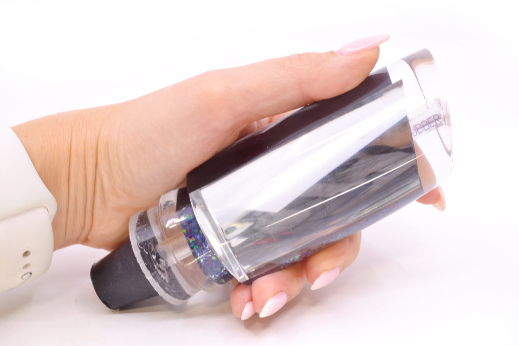 Aloha Lures Clear Mirrored Black-Black Back No Eyes Smash Bait 14" 9.5oz GZE