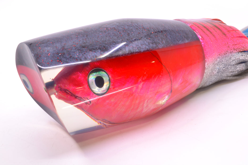 Ali'i Kai Lures Red-Pink Shell Charcoal Back Fish Head Torta Teaser 34oz Skirted