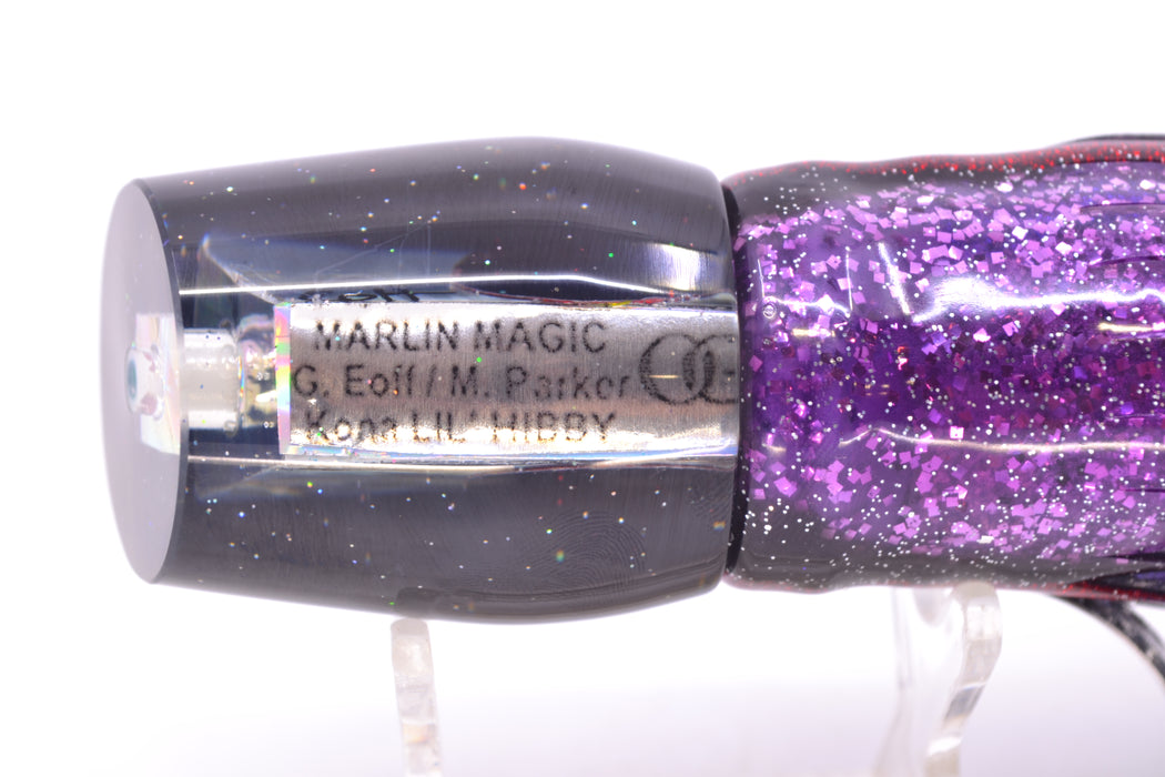 Marlin Magic Lures Blue-Purple Abalone Black Back Red Eyes Baby Ruckus 10" 6.5oz Skirted