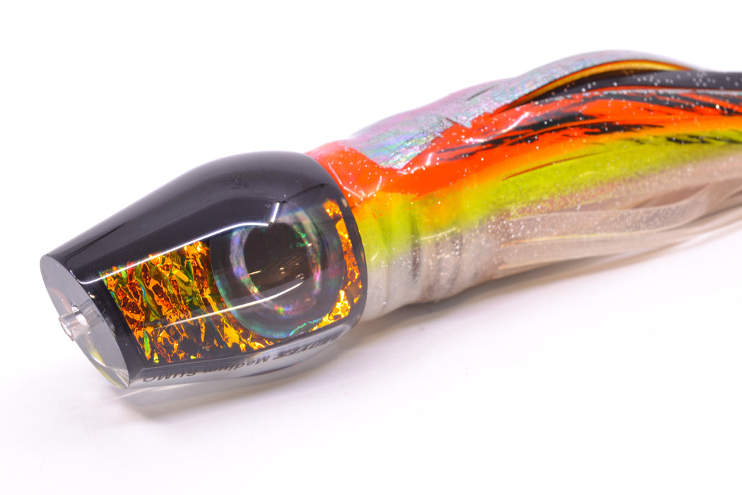 Moyes Lures Orange Dichro Black Back Taxi Eyes Medium Sumo 12" 6.8oz Skirted