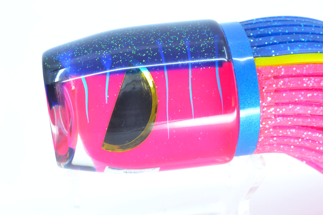 Amaral Lures Pink Pearl Ice Blue Stripes Blue Back Jararaca 12" 4oz Blue-Yellow-Pink *CHIPPED* GZE