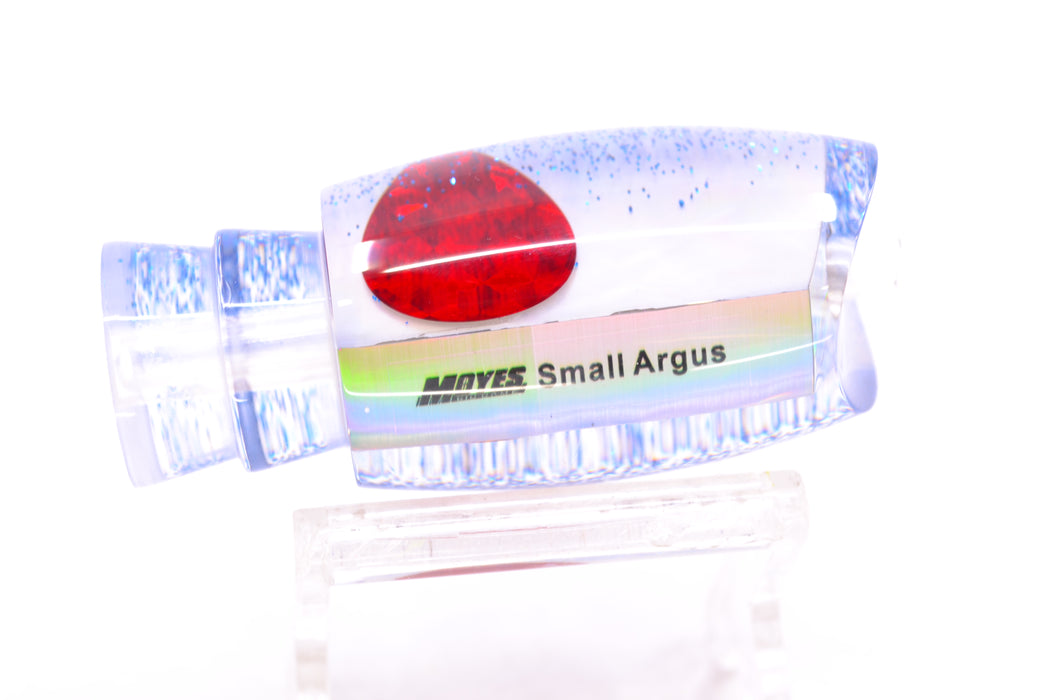 Moyes Lures White MOP Blue Glitter Back Red Eyes Small Argus 9" 2oz GZE
