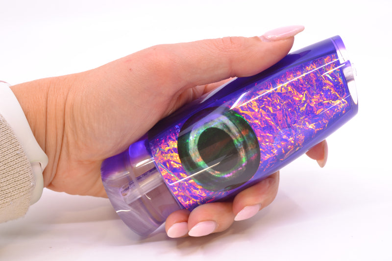 Moyes Lures Pink-Orange-Purple Dichro Purple Back Taxi Eyes Large Plunger 14" 8.2oz