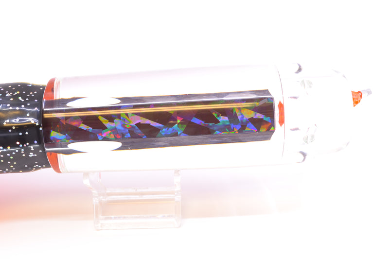 Palmetto Lures Black Rainbow Flake XL Mojo Rising 14" 26oz Skirted Black-Orange & Black Bars