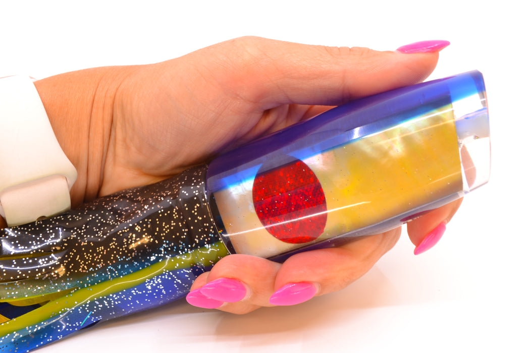 Marlin Magic Golden MOP Blue Back Red Eyes Large Plunger 12" 9oz Skirted Black-Yellow-Blue