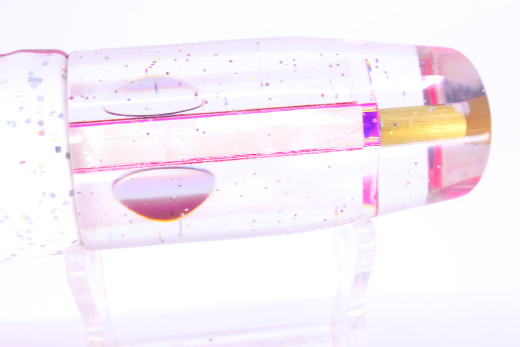 Tanigawa Lures White MOP Pink Rainbow Wrap Plunger 9" 6.4oz Skirted White/Pink