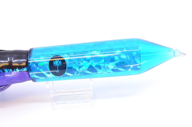 Palmetto Lures Ice Blue Rainbow Flake Countdown 12" 18oz Skirted Black-Purple/Blue