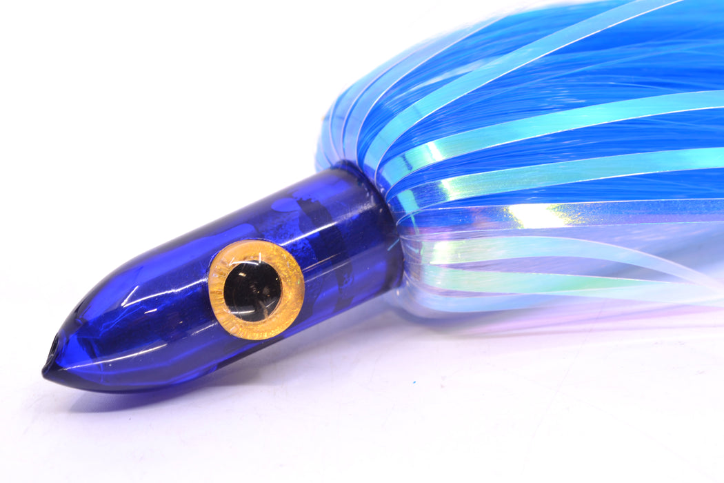 Iland Lures Blue-White Flash Hair Chrome Head "Hawaiian Eye" Ilander 8.5" 2.5oz IL401F-EBL/EWH
