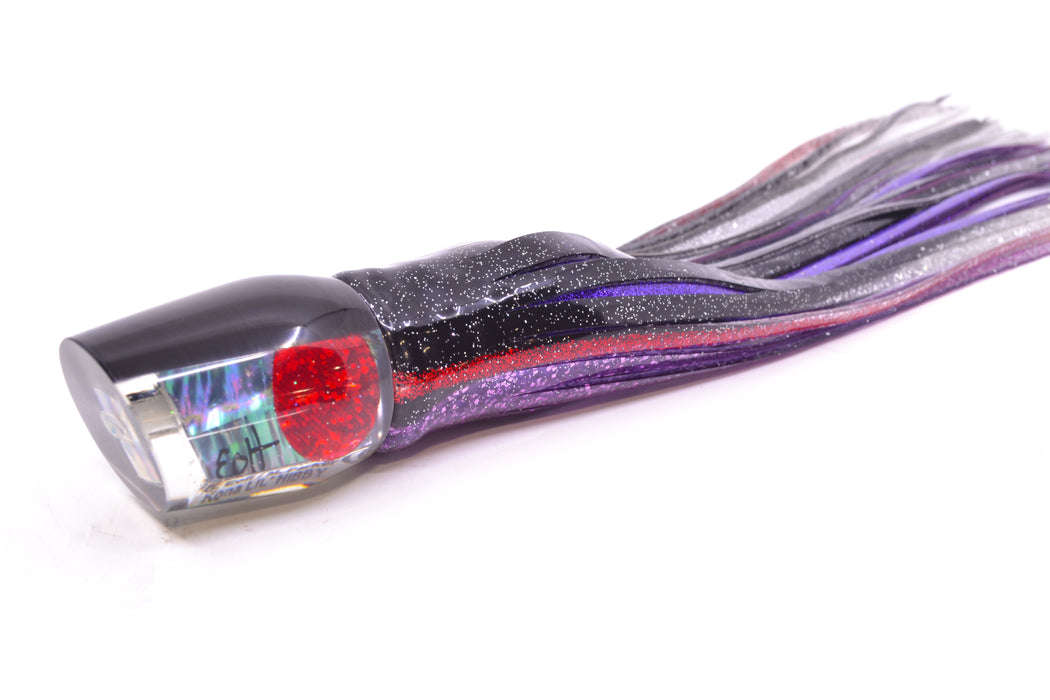 Marlin Magic Lures Blue-Purple Abalone Black Back Red Eyes Baby Ruckus 10" 6.5oz Skirted