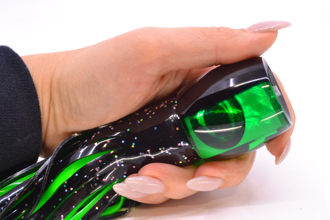 Moyes Lures Green MOP Black Back Taxi Eyes Large Secret 12" 6.5oz Skirted Black Aurora GZE
