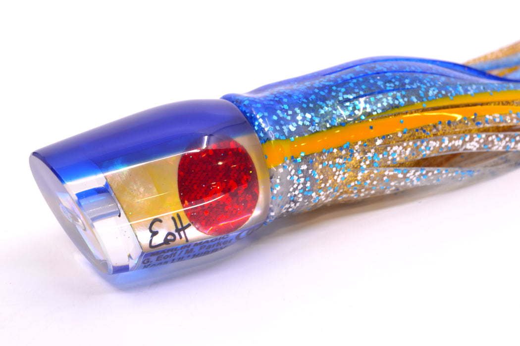 Marlin Magic Golden MOP Blue Back Red Eyes Lil Hibby 10" 7.2oz Skirted Blue-Yellow-Silver