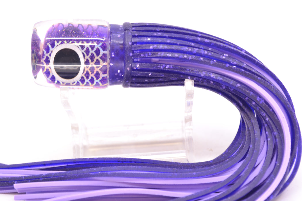 Amaral Lures Purple Pearl Rainbow Scale Black-Silver Eyes Urutu 8" 1.6oz Purple/Lavender