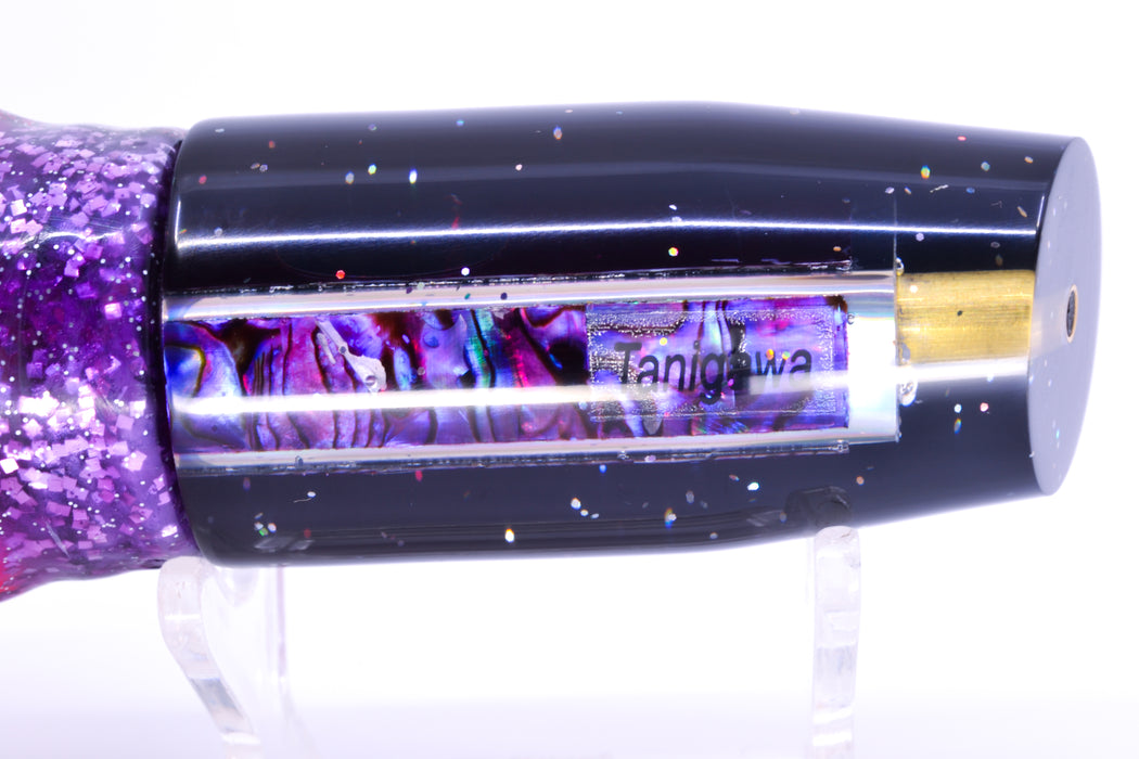 Tanigawa Lures Purple Paua Shell Black Back Plunger 9" 6.4oz Skirted Black-Red-Purple