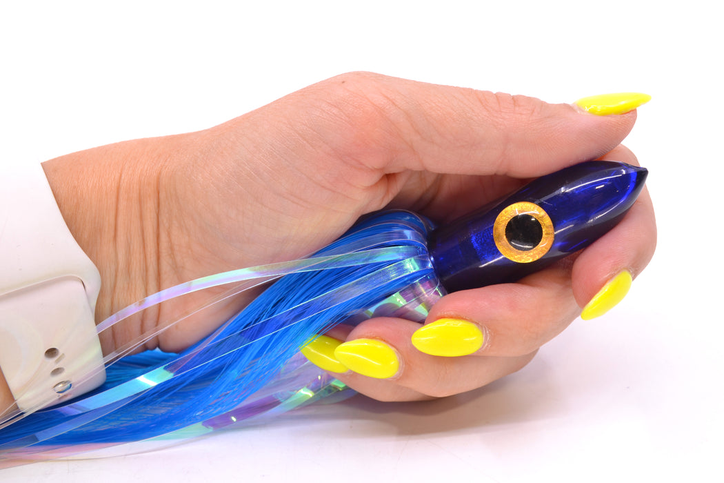 Iland Lures Blue-White Flash Hair Chrome Head "Hawaiian Eye" Ilander 8.5" 2.5oz IL401F-EBL/EWH