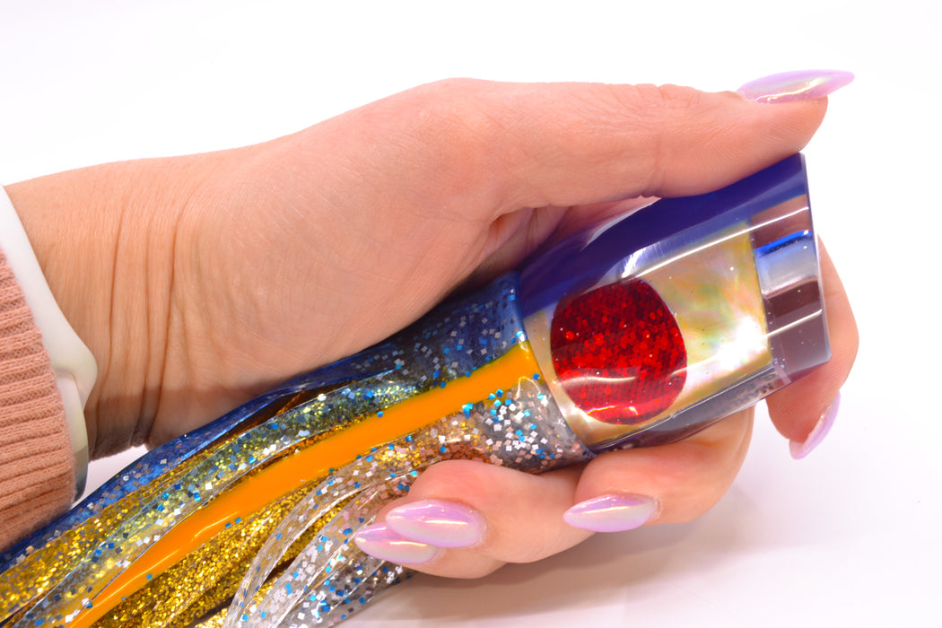 Marlin Magic Golden MOP Blue Back Red Eyes Lil Hibby 10" 7.2oz Skirted Blue-Yellow-Silver