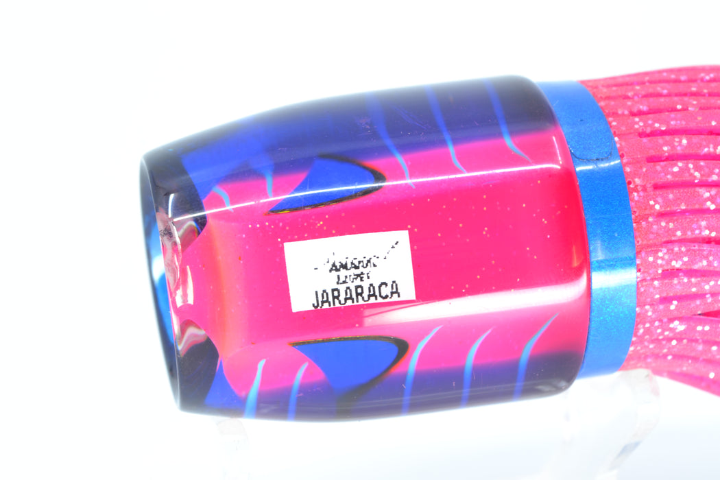 Amaral Lures Pink Pearl Ice Blue Stripes Blue Back Jararaca 12" 4oz Blue-Yellow-Pink *CHIPPED* GZE