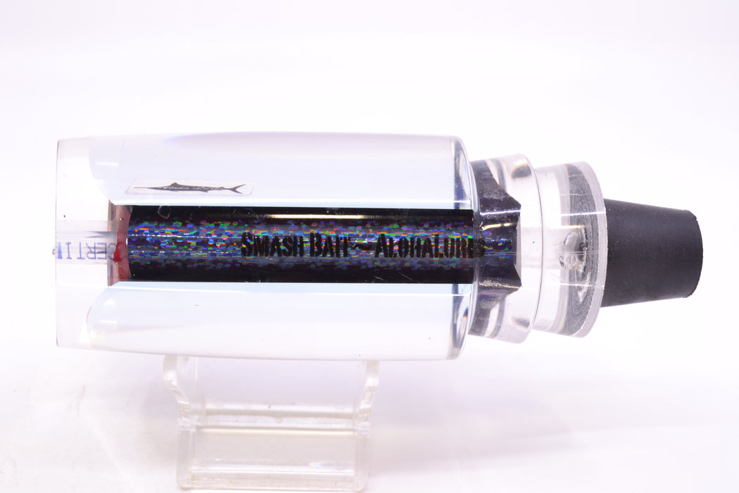 Aloha Lures Clear Mirrored Black-Blue Back No Eyes Smash Bait 14" 9.5oz GZE