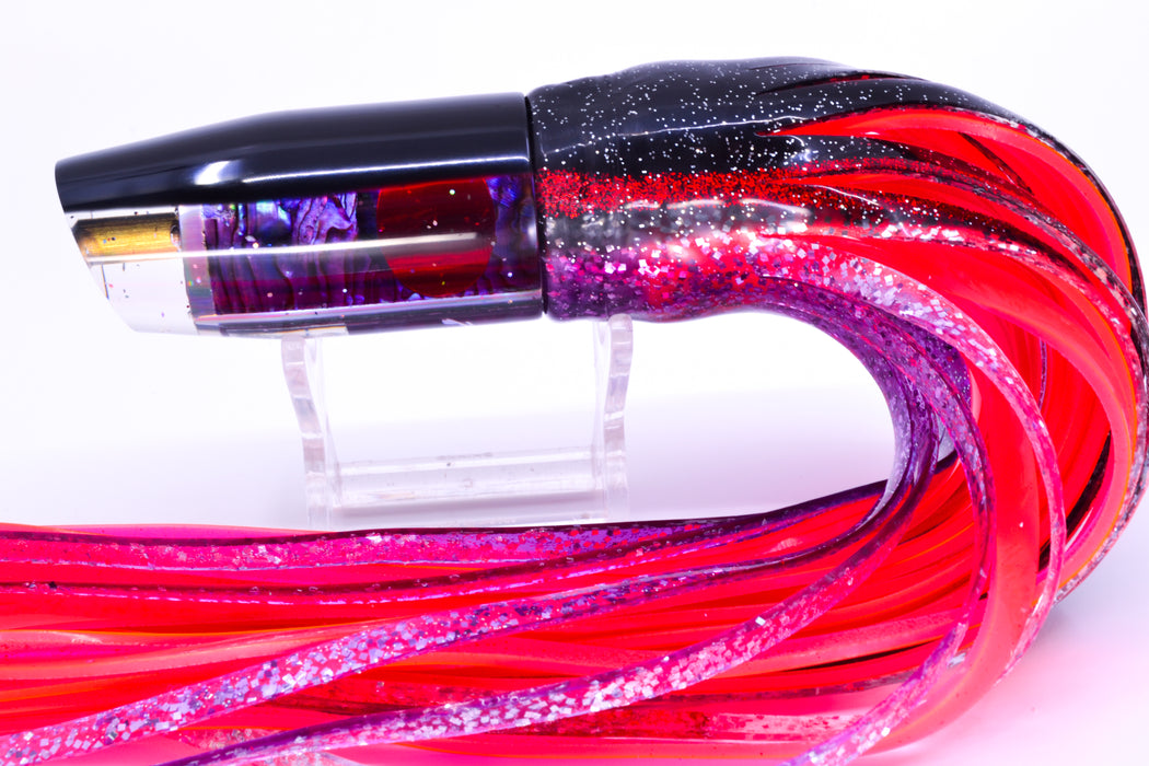 Tanigawa Lures Purple Paua Shell Black Back Plunger 9" 6.4oz Skirted Black-Red-Purple