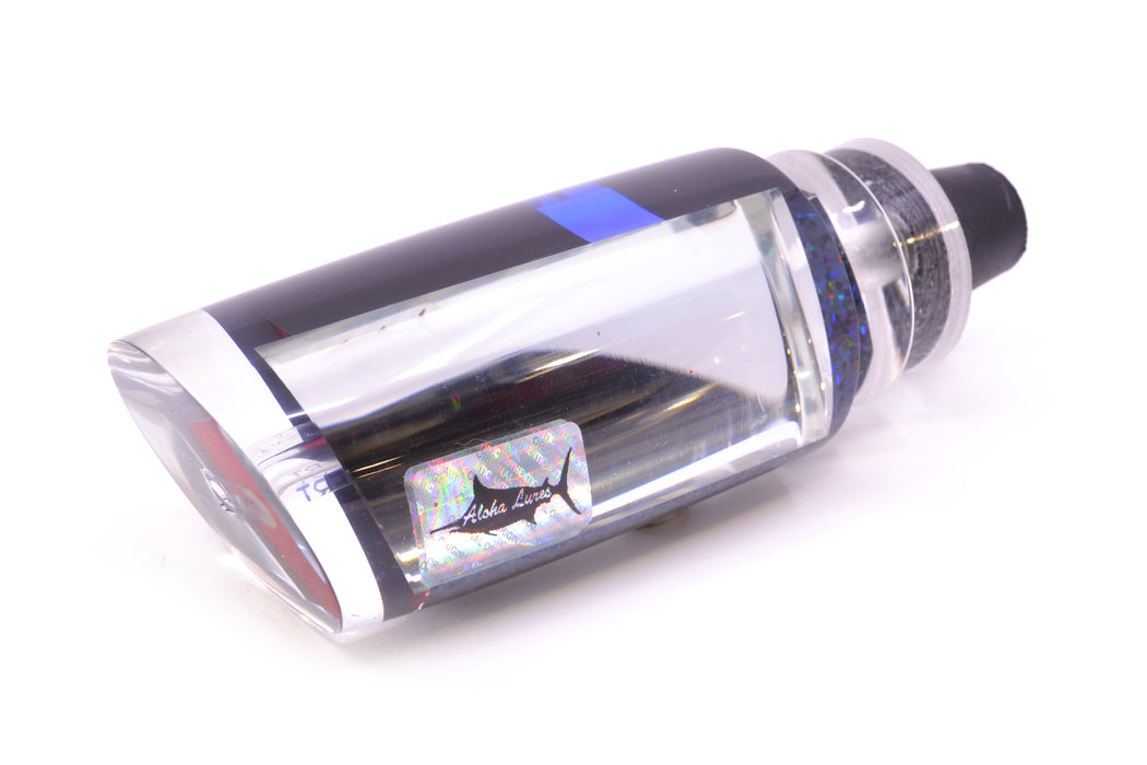 Aloha Lures Clear Mirrored Black-Blue Back No Eyes Smash Bait 14" 9.5oz GZE