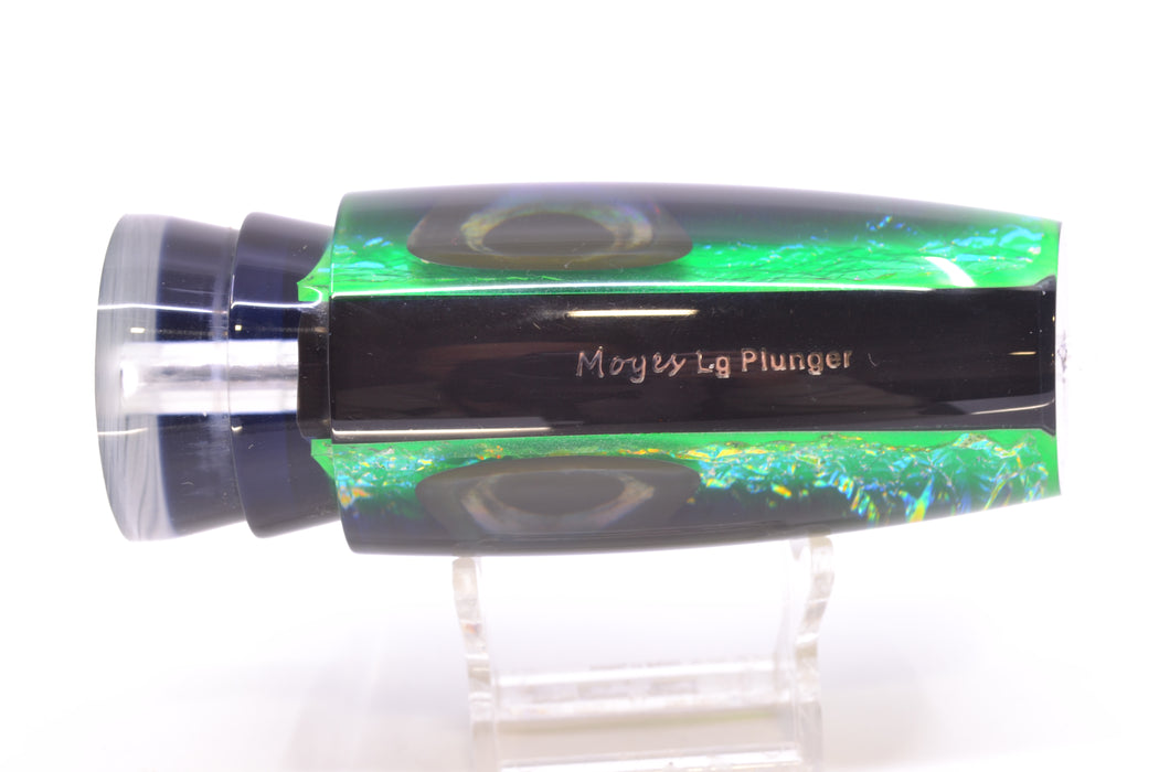 Moyes Lures Green Dichro Black Back Taxi Eyes Large Plunger 14" 8.2oz GZE