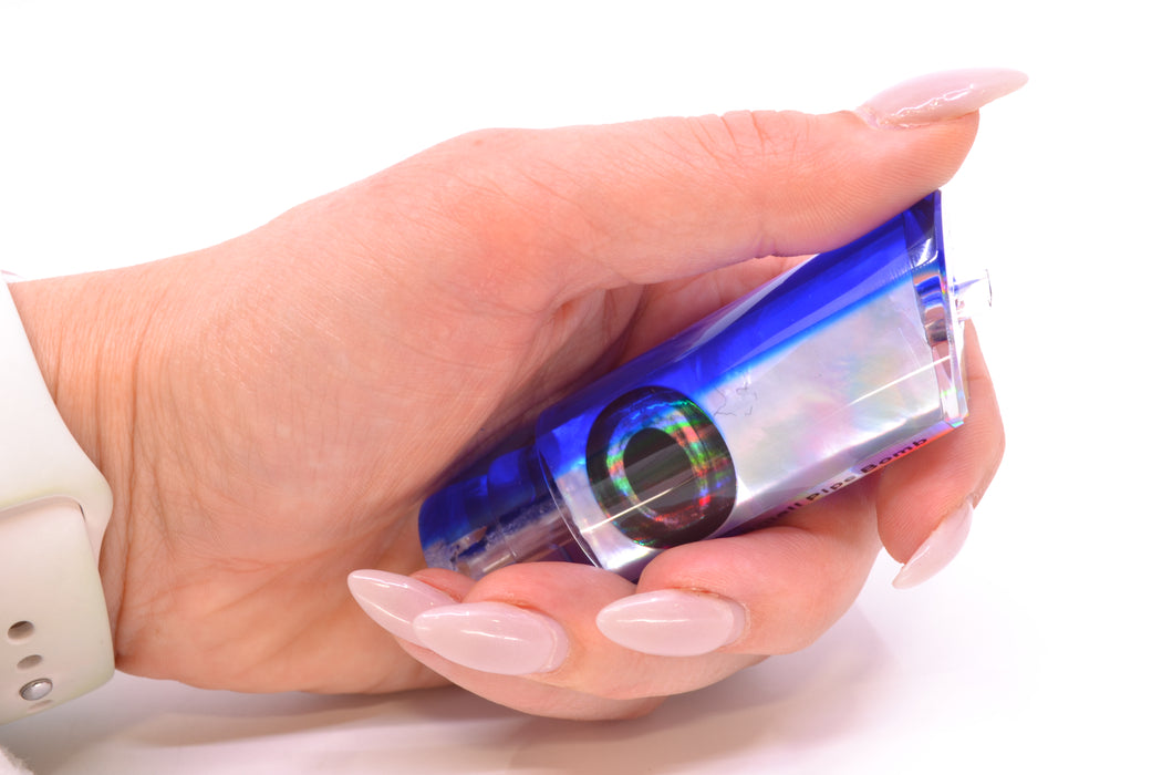 Moyes Lures White MOP Blue Back Taxi Eyes Small Pipe Bomb 9" 2oz