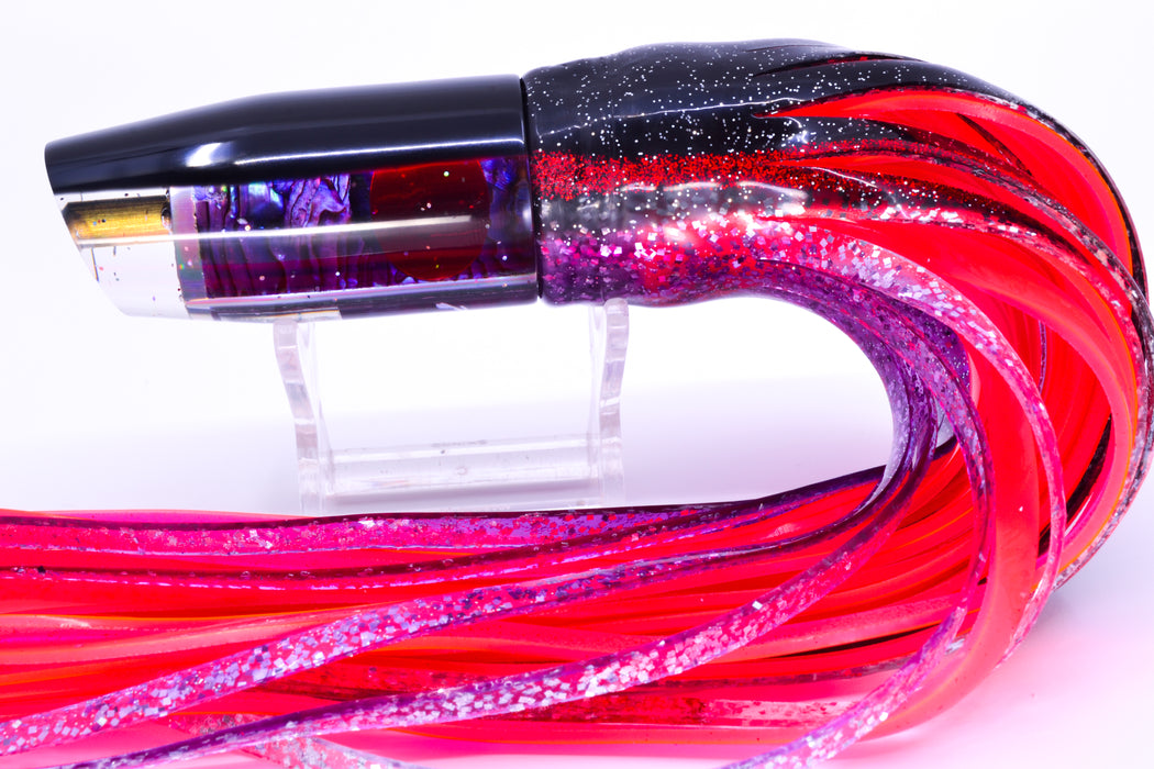 Tanigawa Lures Purple Paua Shell Black Back Plunger 9" 6.4oz Skirted Black-Red-Purple