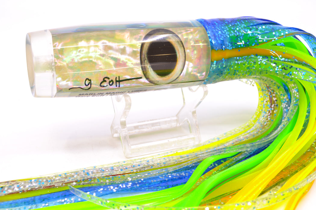 Marlin Magic White Awabi Taxi Eyes Large Hard Head 12" 7oz Skirted Blue-Silver