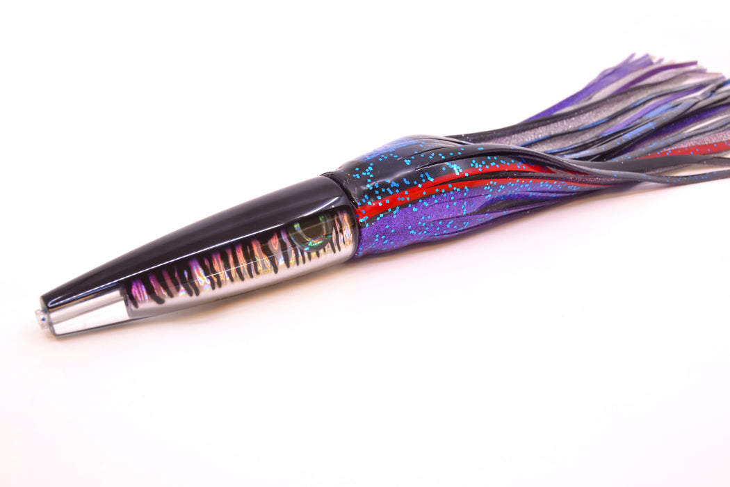 Moyes Lures Black Mackerel Taxi Eyes Ono Rocket 9" 8oz Skirted Blue-Black-Purple