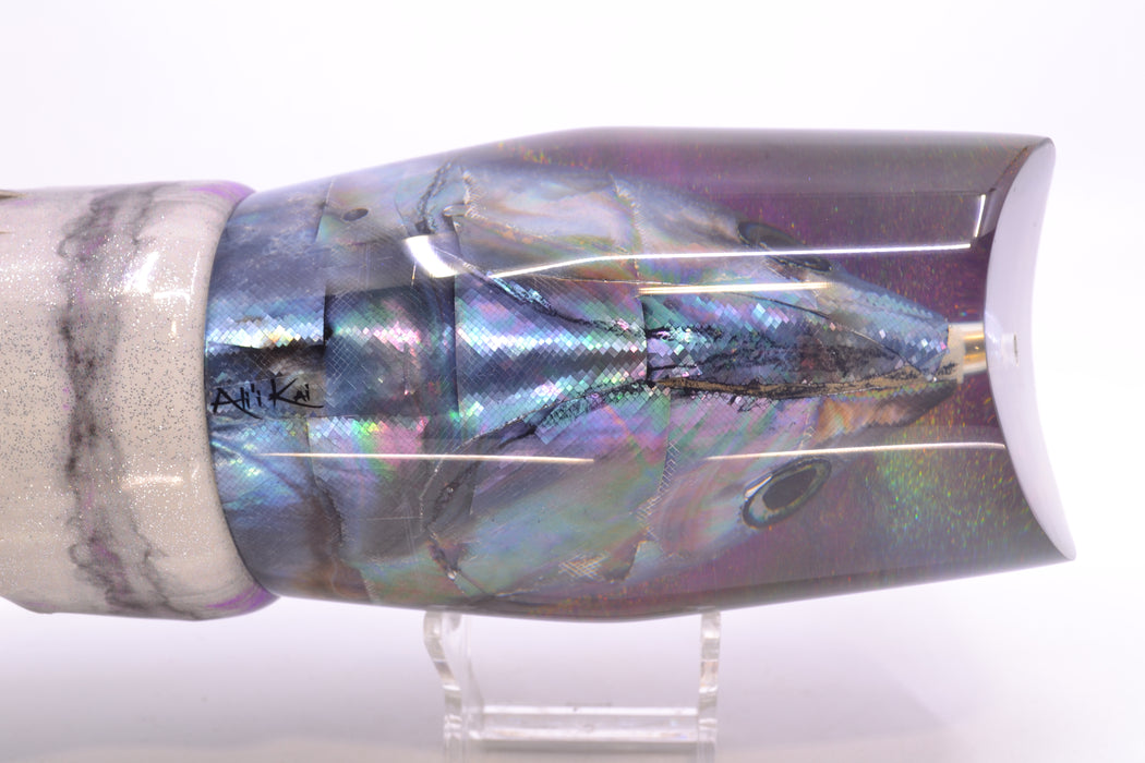 Ali'i Kai Lures Blue-Purple Abalone Shell Purple Back Fish Head Torta Teaser 34oz FT Vinyl