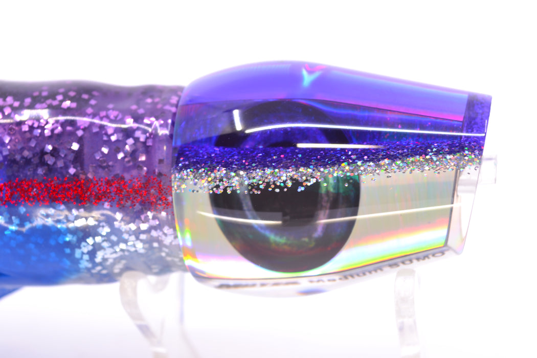 Moyes Lures Silver Rainbow Purple-Silver Back Taxi Eyes Medium Sumo 12" 6.8oz Skirted