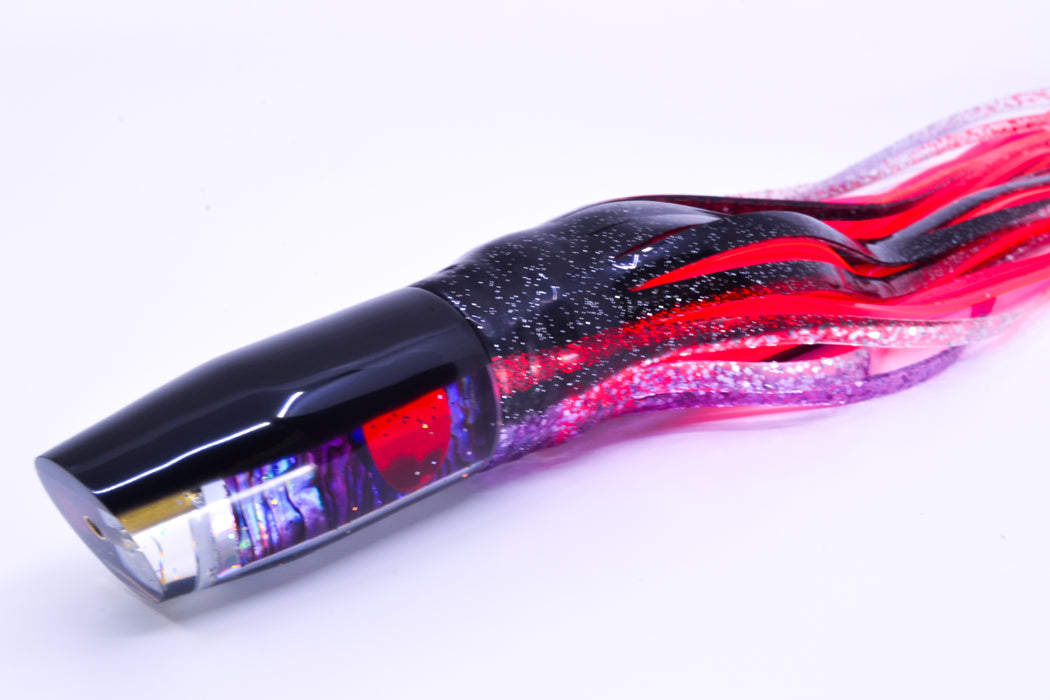Tanigawa Lures Purple Paua Shell Black Back Plunger 9" 6.4oz Skirted Black-Red-Purple