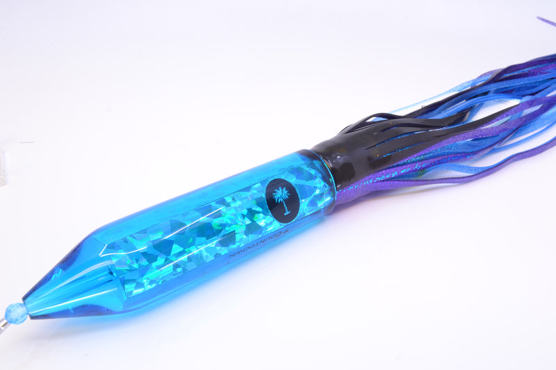 Palmetto Lures Ice Blue Rainbow Flake Countdown 12" 18oz Skirted Black-Purple/Blue