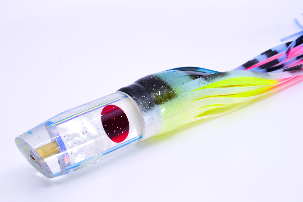 Tanigawa Lures White MOP Blue Rainbow Wrap Red Eyes Plunger 9" 6.4oz Skirted Fruit Salad