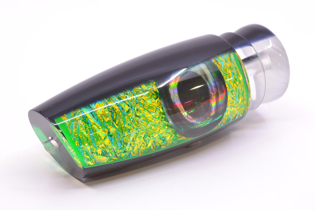 Moyes Lures Green Dichro Black Back Taxi Eyes Large Plunger 14" 8.2oz GZE