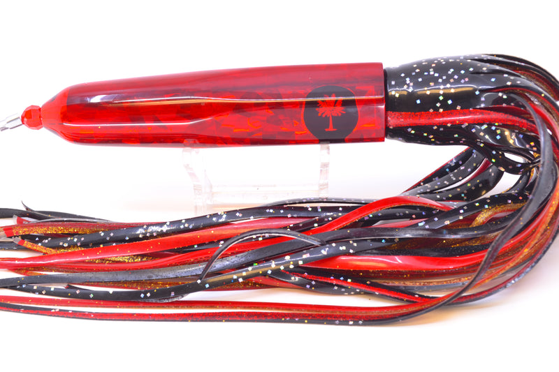 Palmetto Lures Red Rainbow Flake Hoo's Next 9" 9oz Skirted Black/Red