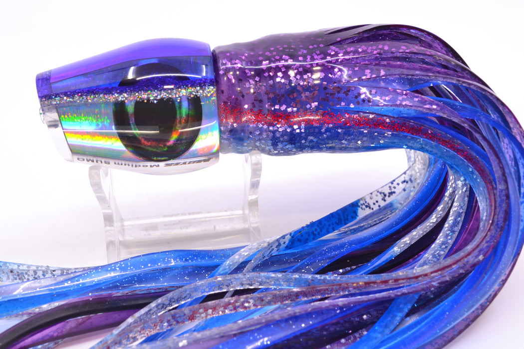 Moyes Lures Silver Rainbow Purple-Silver Back Taxi Eyes Medium Sumo 12" 6.8oz Skirted