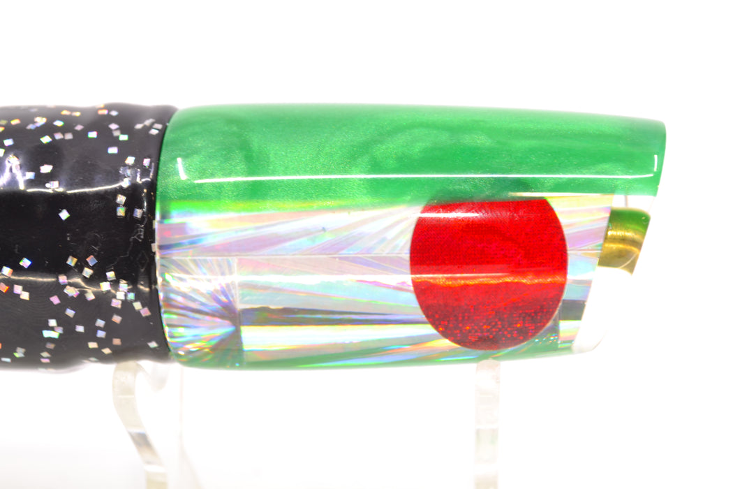 Koya Lures Silver Rainbow Starburst Green Back JP Small Lunger 10" 6oz Skirted Black