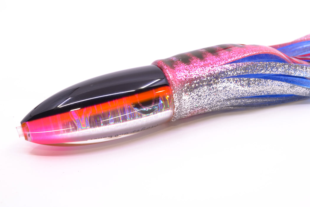 Moyes Lures Silver Aurora Black-Pink Back Keeled Medium Ono Bullet 9" 8.7oz Skirted GZE