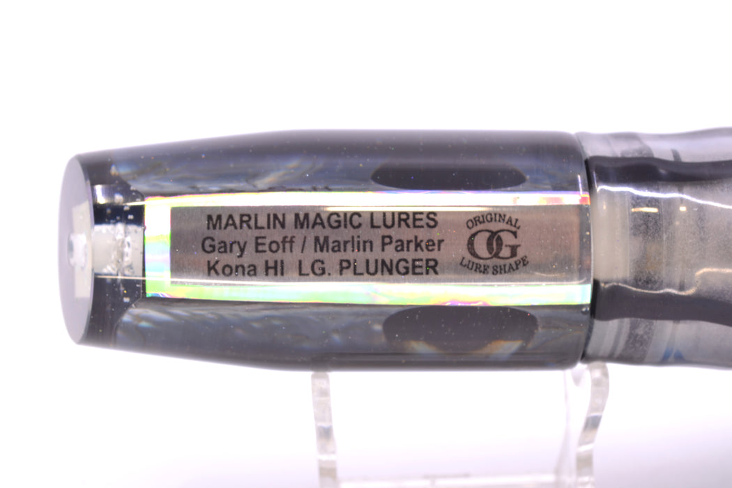 Marlin Magic Blue-Purple Abalone Black Back Large Plunger 12" 9oz Skirted Skipjack