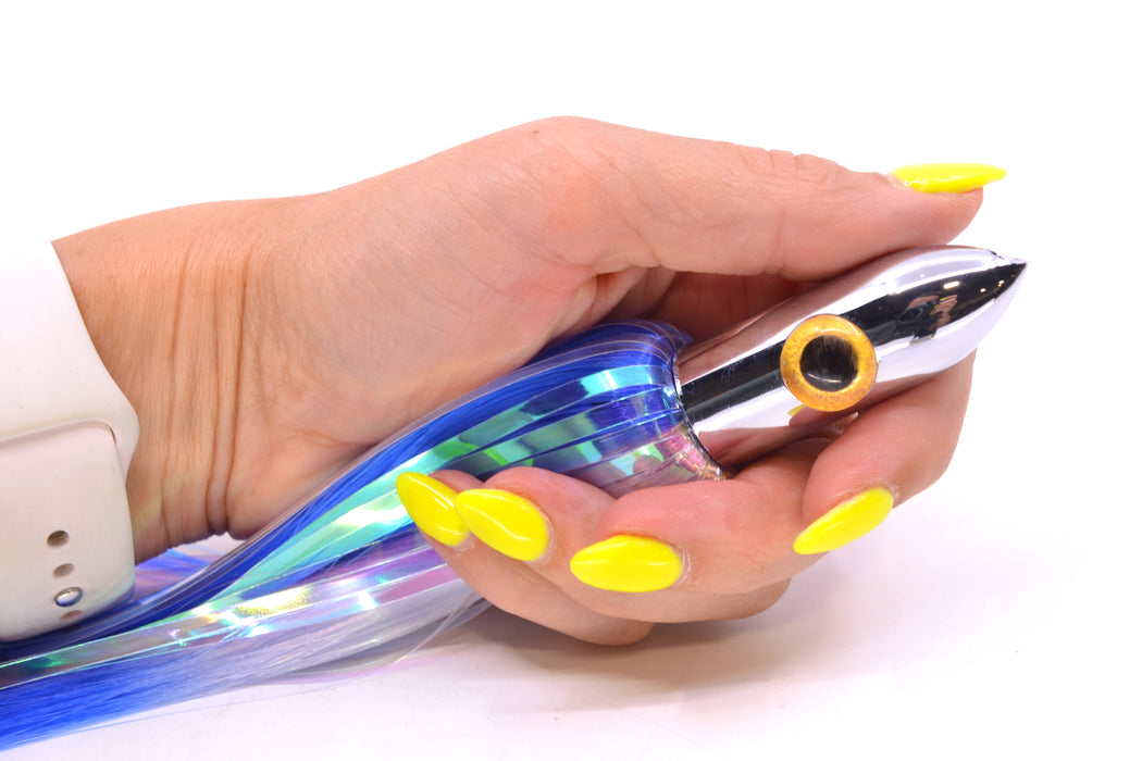 Iland Lures Blue-"Marlin" Flash Hair Chrome Head "Hawaiian Eye" Ilander 8.5" 2.5oz IL400F-BL/MAR